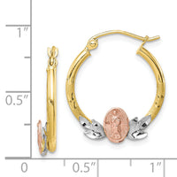 10k Tri-color Guadalupe Hoop Earrings-10ER299