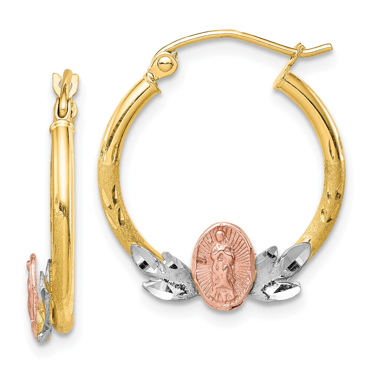 10k Tri-color Guadalupe Hoop Earrings-10ER299