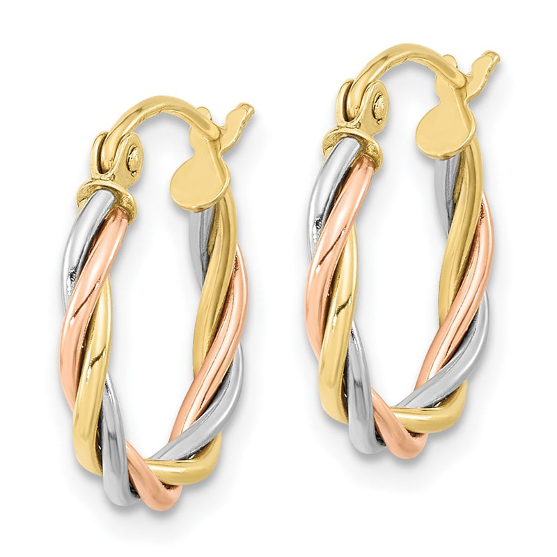 10k Tri-color Polished 2.5mm Twisted Hoop Earrings-10ER301