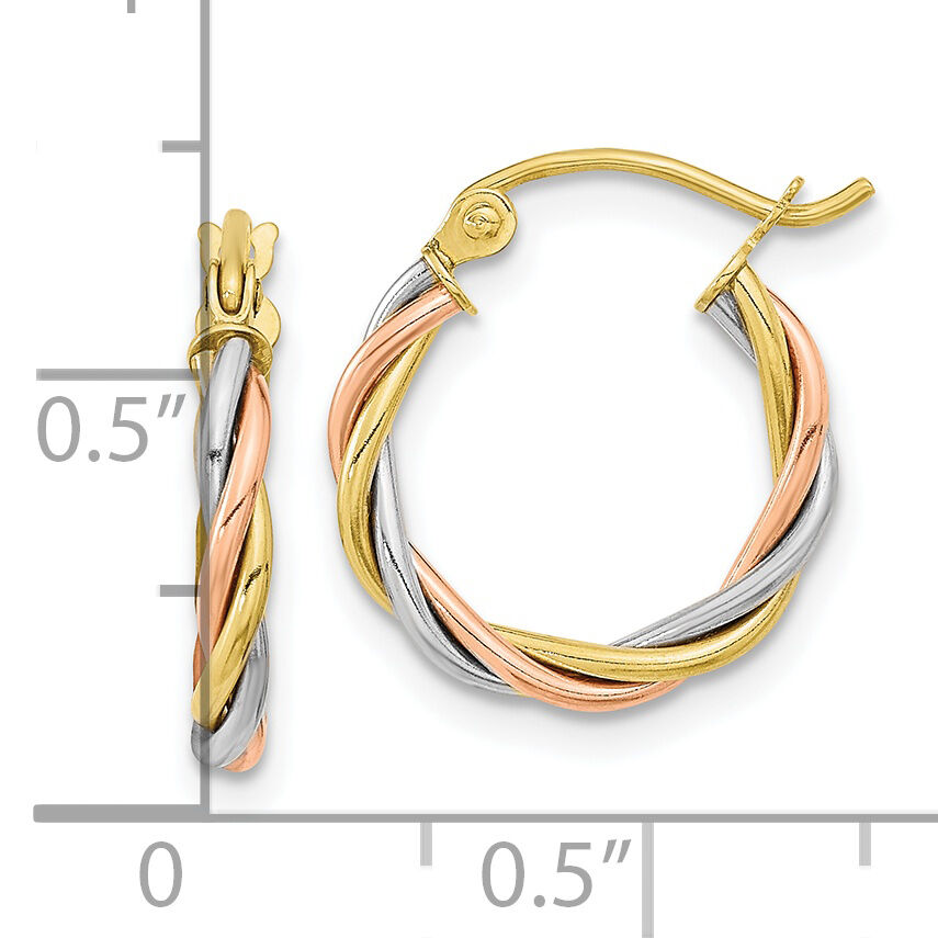 10k Tri-color Polished 2.5mm Twisted Hoop Earrings-10ER301