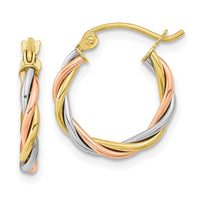 10k Tri-color Polished 2.5mm Twisted Hoop Earrings-10ER301