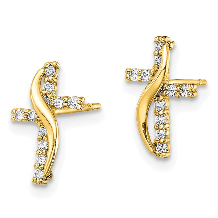 10K CZ Cross Post Earrings-10ER315