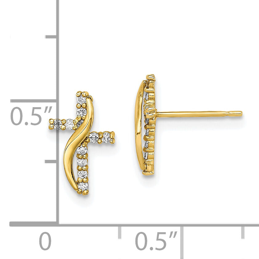10K CZ Cross Post Earrings-10ER315