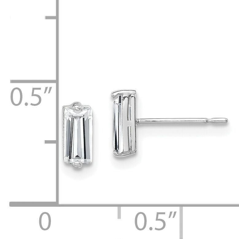 10K White Gold Polished CZ Stud Earrings-10ER318