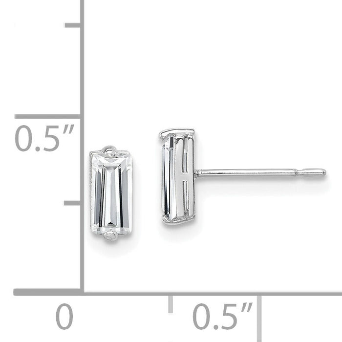10K White Gold Polished CZ Stud Earrings-10ER318