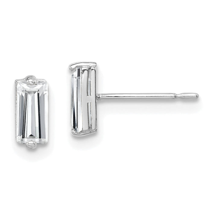 10K White Gold Polished CZ Stud Earrings-10ER318