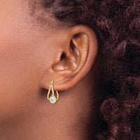 10K Polished CZ Hoop Earrings-10ER319