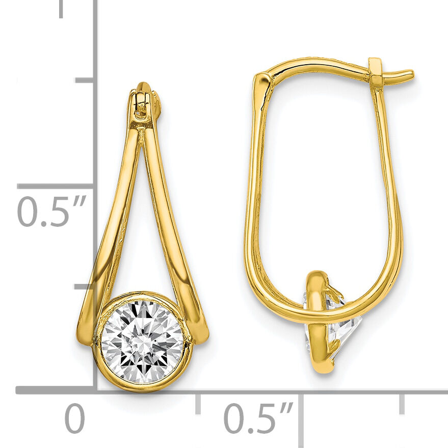10K Polished CZ Hoop Earrings-10ER319