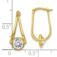 10K Polished CZ Hoop Earrings-10ER319
