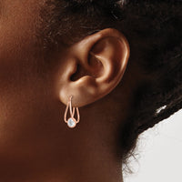 10K Rose Gold Polished CZ Hoop Earrings-10ER320