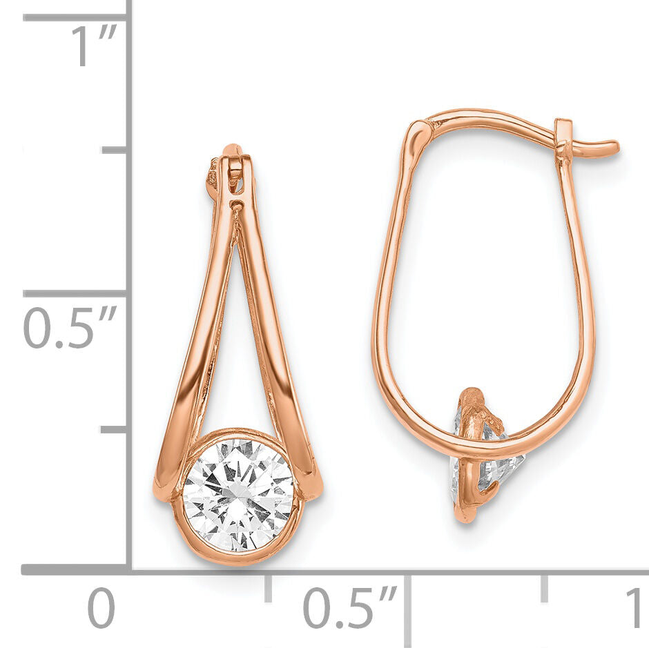 10K Rose Gold Polished CZ Hoop Earrings-10ER320