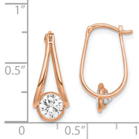10K Rose Gold Polished CZ Hoop Earrings-10ER320