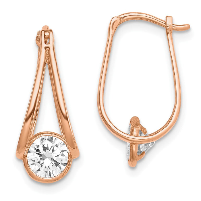 10K Rose Gold Polished CZ Hoop Earrings-10ER320