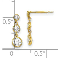 10K CZ 3 Stone Dangle Earrings-10ER323