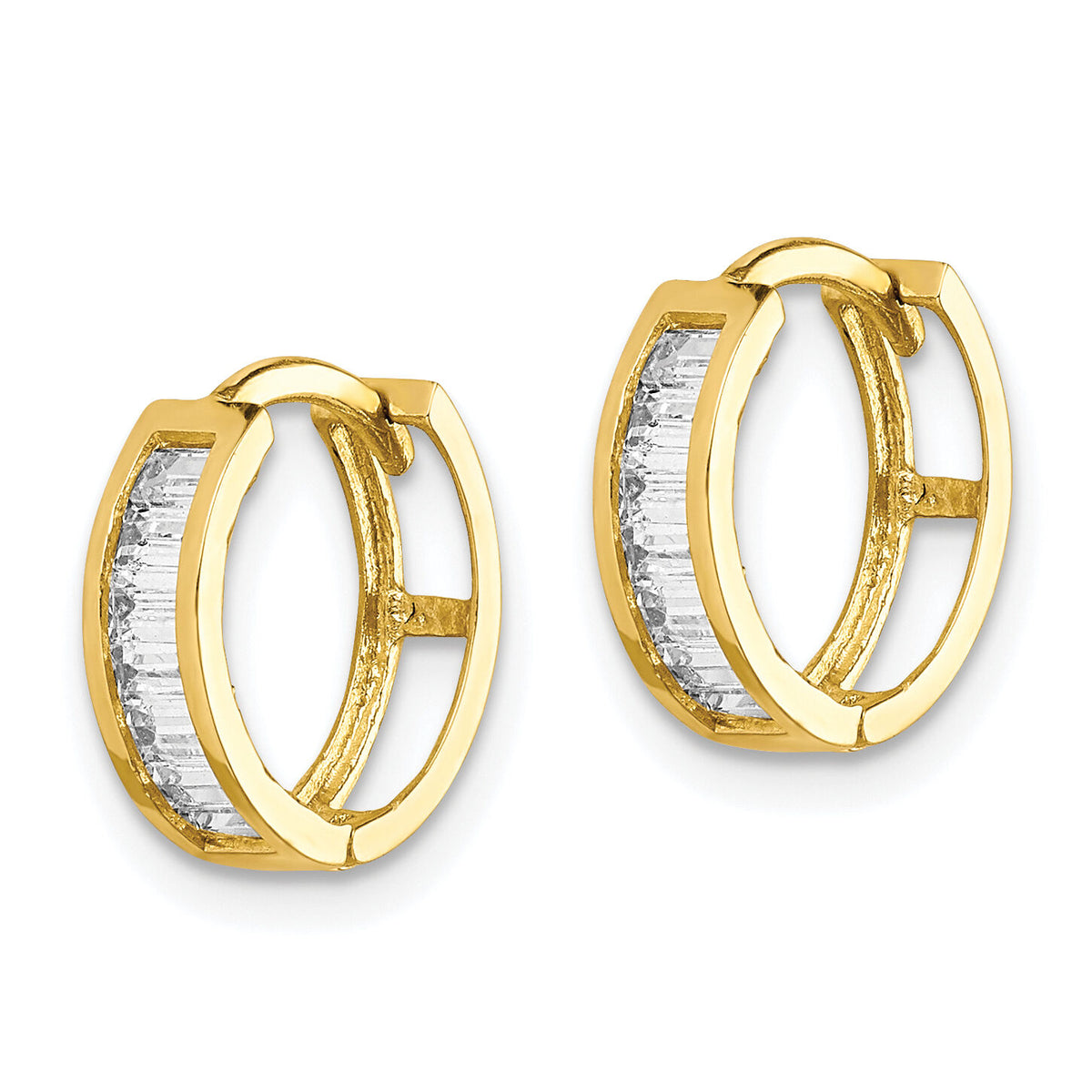 10K CZ Hinged Hoop Earrings-10ER330