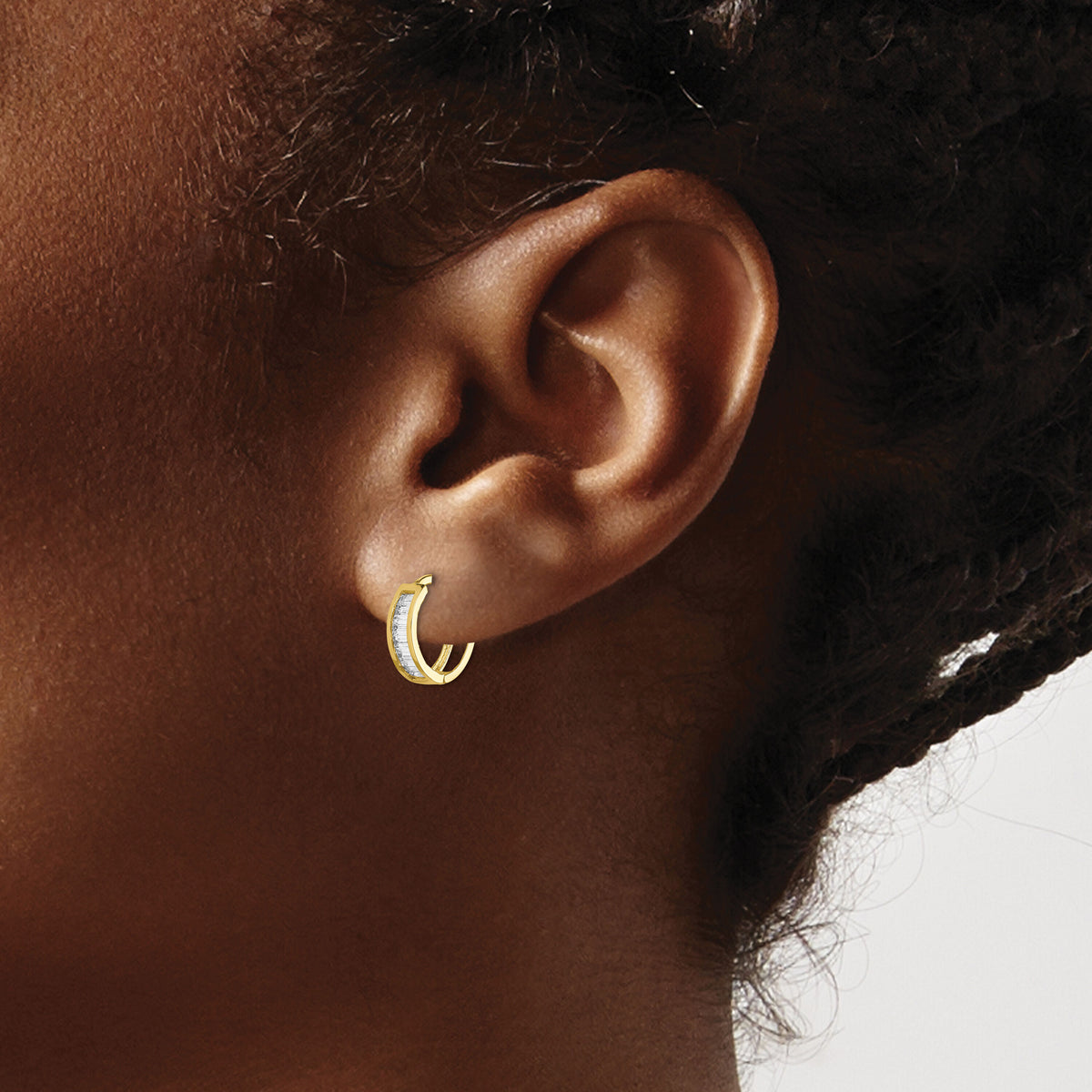 10K CZ Hinged Hoop Earrings-10ER330