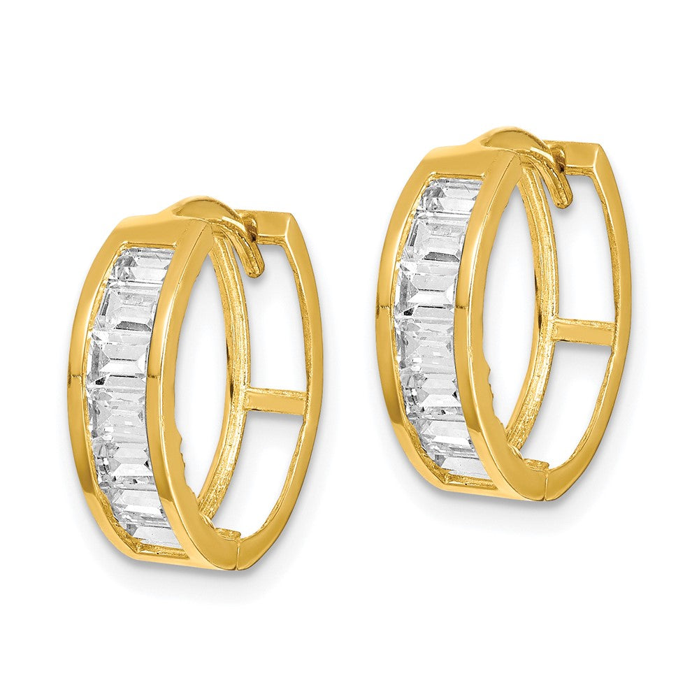 10K CZ Hinged Hoop Earrings-10ER331