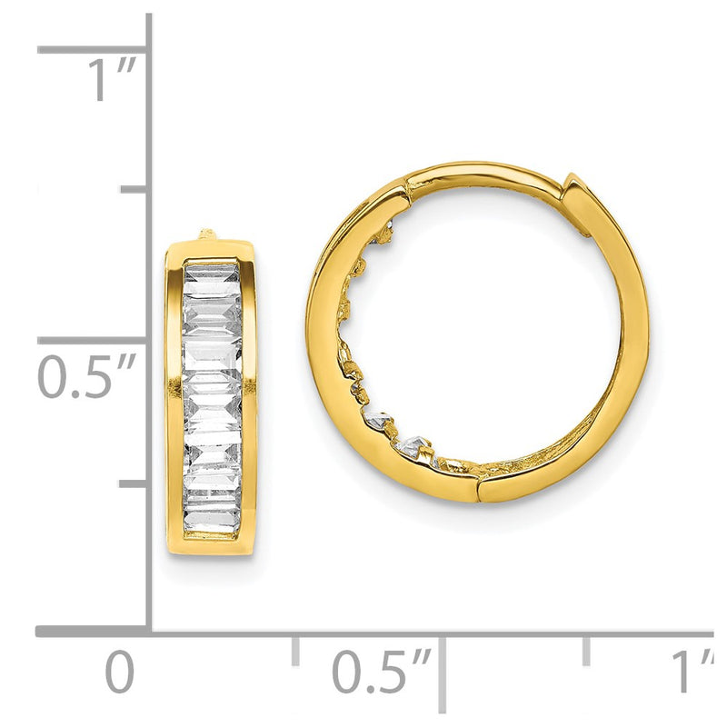 10K CZ Hinged Hoop Earrings-10ER331