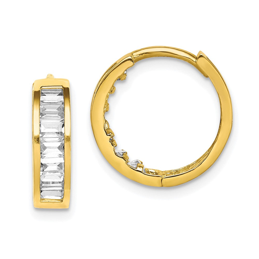 10K CZ Hinged Hoop Earrings-10ER331