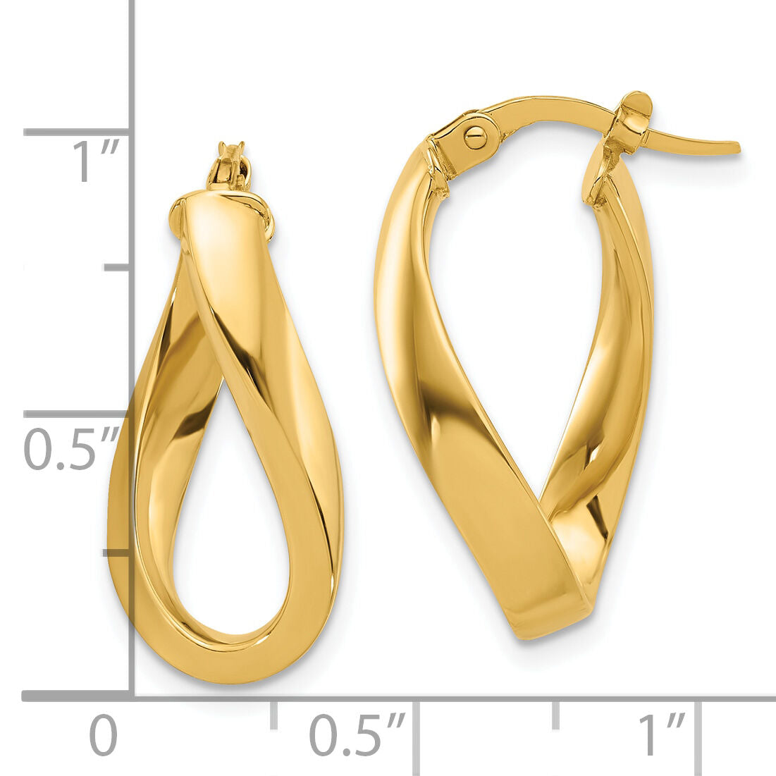 10K Polished Twisted Oval Hoop Earrings-10ER332