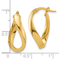 10K Polished Twisted Oval Hoop Earrings-10ER332