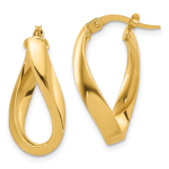 10K Polished Twisted Oval Hoop Earrings-10ER332