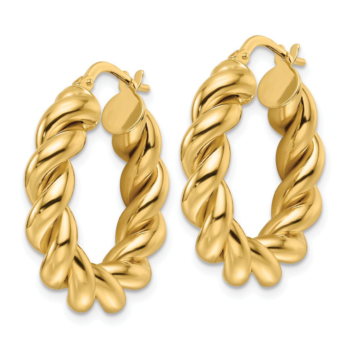 10ky Polished 5.3mm Hollow Twisted Round Hoop Earrings-10ER333