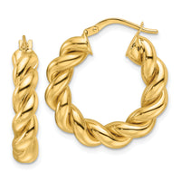 10ky Polished 5.3mm Hollow Twisted Round Hoop Earrings-10ER333