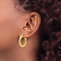 10ky Polished 4.7mm Textured Twist Round Hoop Earrings-10ER334
