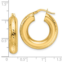 10ky Polished & Diamond-cut 6mm Hollow Round Hoop Earrings-10ER335