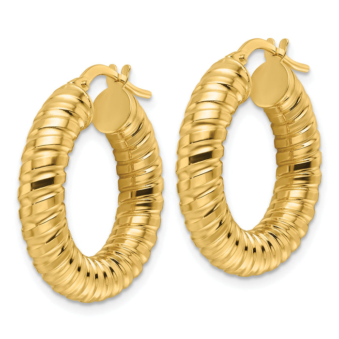 10ky Polished 5mm Hollow Spiral Round Hoop Earrings-10ER338