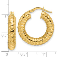 10ky Polished 5mm Hollow Spiral Round Hoop Earrings-10ER338