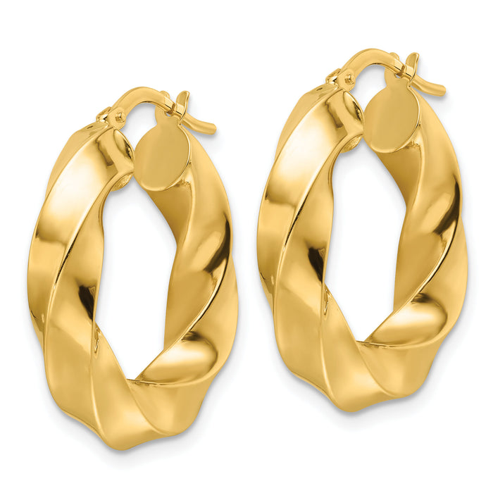 10ky Polished 5.25mm Hollow Twisted Round Hoop Earrings-10ER339