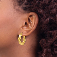 10ky Polished 5.25mm Hollow Twisted Round Hoop Earrings-10ER339