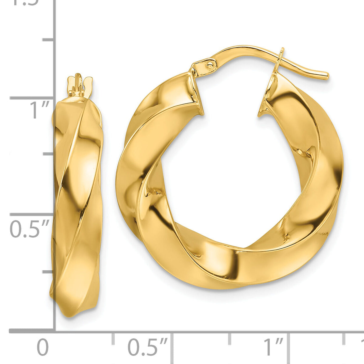 10ky Polished 5.25mm Hollow Twisted Round Hoop Earrings-10ER339
