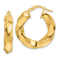 10ky Polished 5.25mm Hollow Twisted Round Hoop Earrings-10ER339