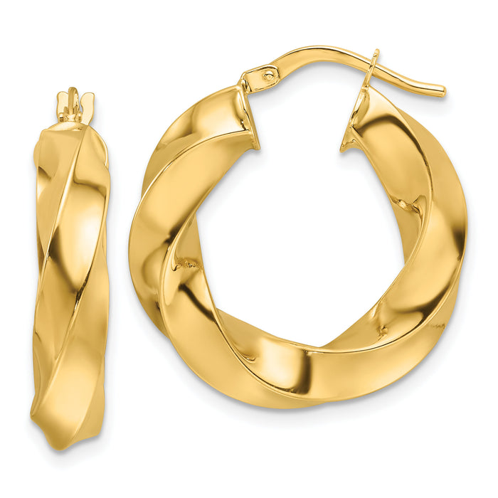 10ky Polished 5.25mm Hollow Twisted Round Hoop Earrings-10ER339