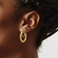 10k Polished and D/C Rope 2.95mm Hoop Earrings-10ER340