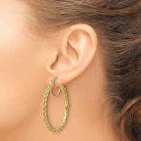 10k Polished and D/C Rope 2.95mm Hoop Earrings-10ER343
