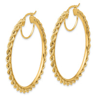 10k Polished and D/C Rope 2.95mm Hoop Earrings-10ER344