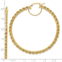 10k Polished and D/C Rope 2.95mm Hoop Earrings-10ER346