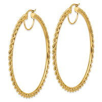 10k Polished and D/C Rope 2.95mm Hoop Earrings-10ER347