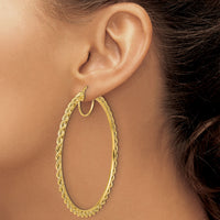 10k Polished and D/C Rope 2.95mm Hoop Earrings-10ER347