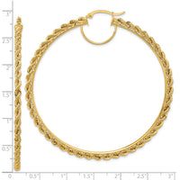 10k Polished and D/C Rope 2.95mm Hoop Earrings-10ER347