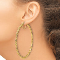 10k Polished and D/C Rope 2.95mm Hoop Earrings-10ER348