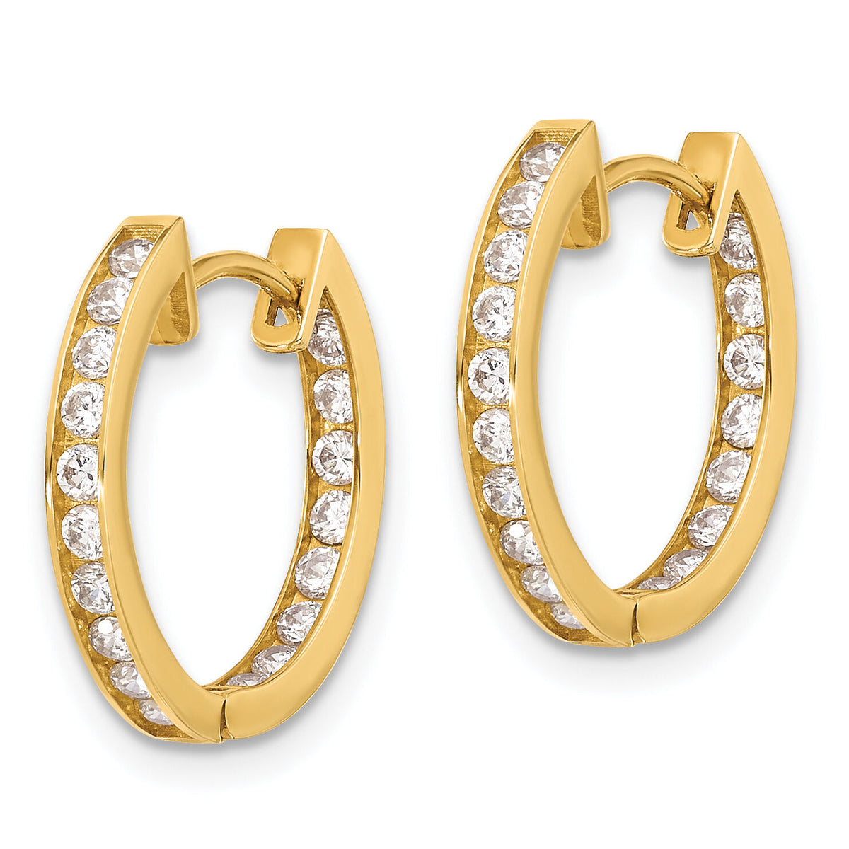 10K Polished 2.2mm CZ Hinged In/Out Hoop Earrings-10ER349