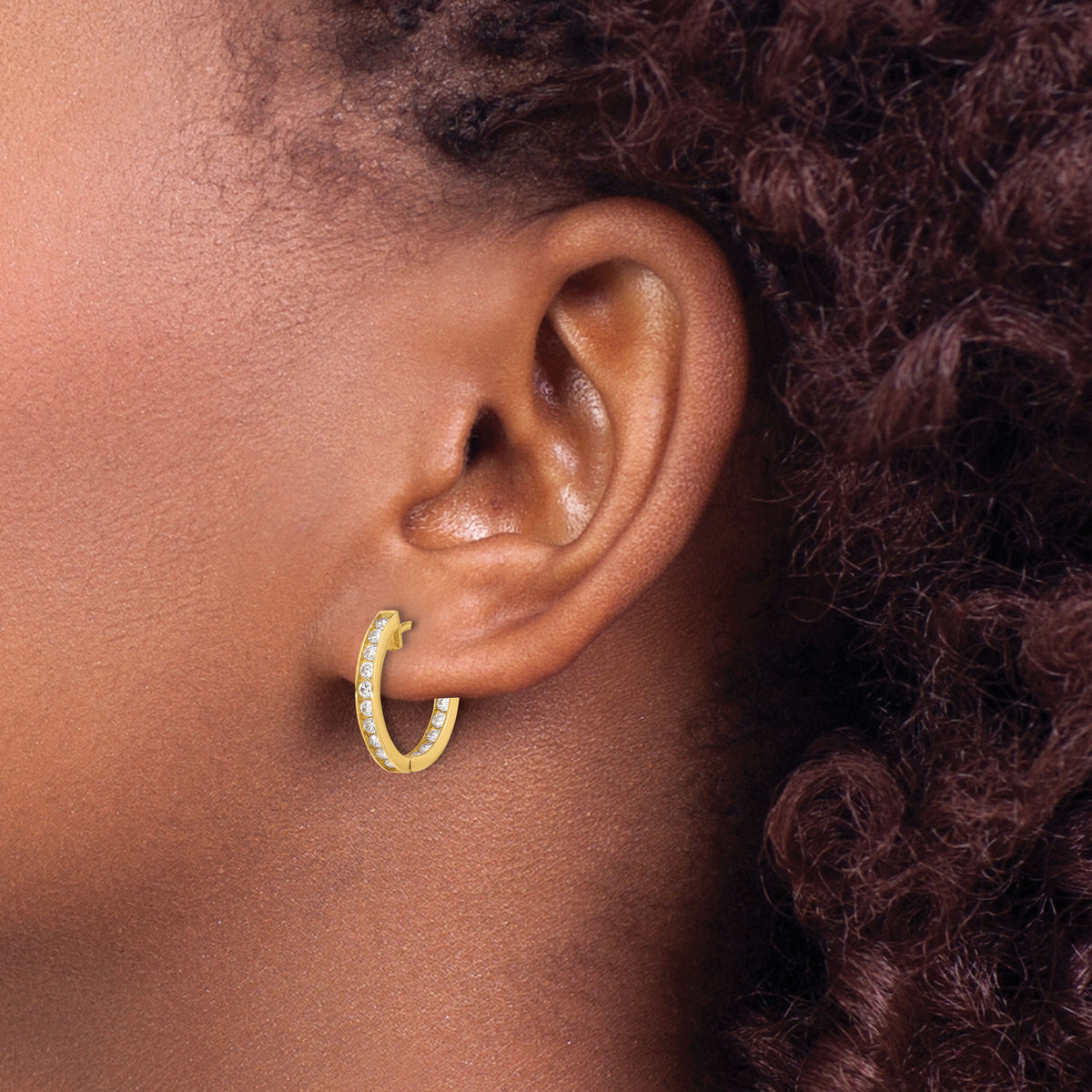 10K Polished 2.2mm CZ Hinged In/Out Hoop Earrings-10ER349
