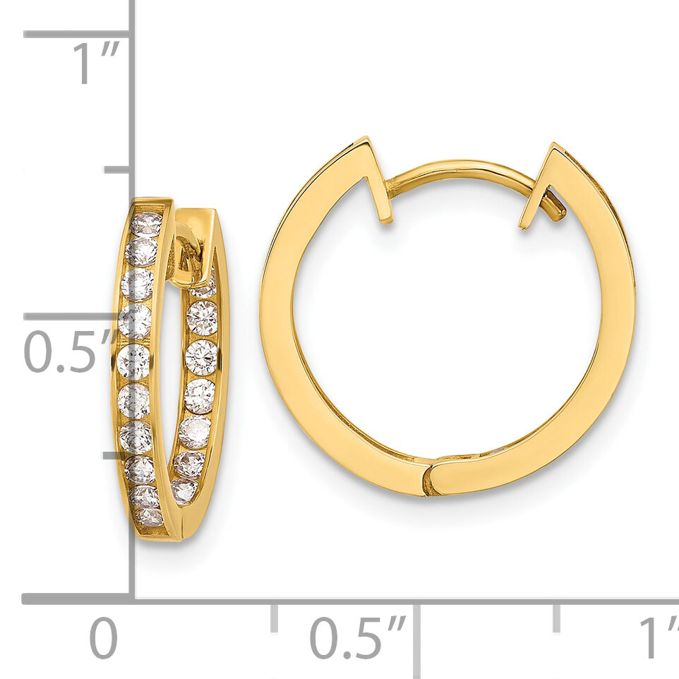 10K Polished 2.2mm CZ Hinged In/Out Hoop Earrings-10ER349