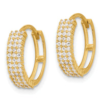 10K Polished 4mm CZ Hinged Hoop Earrings-10ER350