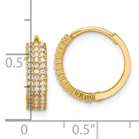 10K Polished 4mm CZ Hinged Hoop Earrings-10ER350
